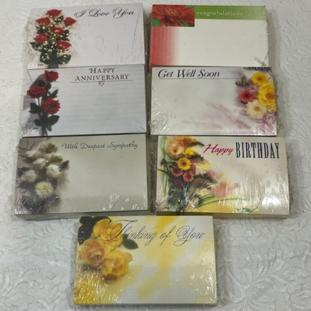 VTG Floral Message Note Cards John Henry Birthday Anniversary 7 Packs 350 Cards